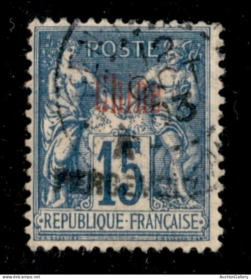 Oltremare - Cina - Uffici Francesi - 1903 - 15 Cent (8c) Con Soprastampa Nera - Usato - Andere & Zonder Classificatie