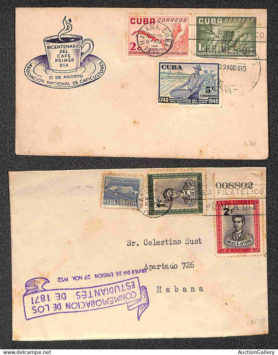 Oltremare - Cuba - 1928/1952 - Tre aerogrammi e cinque buste con affrancature del periodo