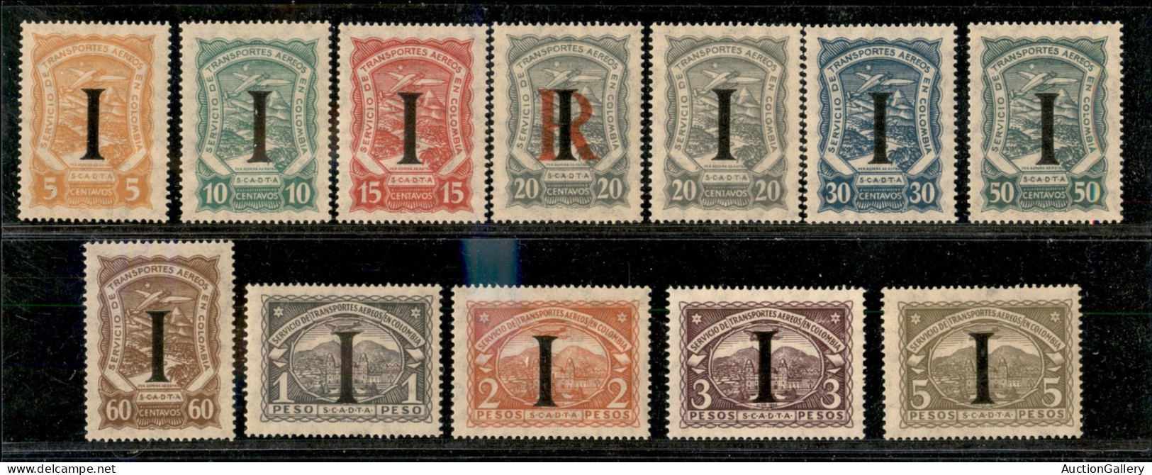 Oltremare - Ecuador - 1923 - Scadta - Soprastampati I (LA 638/649) - Serie Completa - Gomma Integra - Other & Unclassified