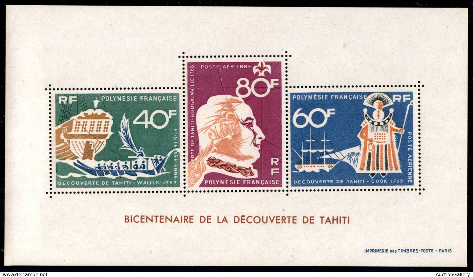 Oltremare - Polinesia Francese - 1968 - Foglietto 200 Anni Scoperta Tahiti (Block 1) - Gomma Integra - Otros & Sin Clasificación