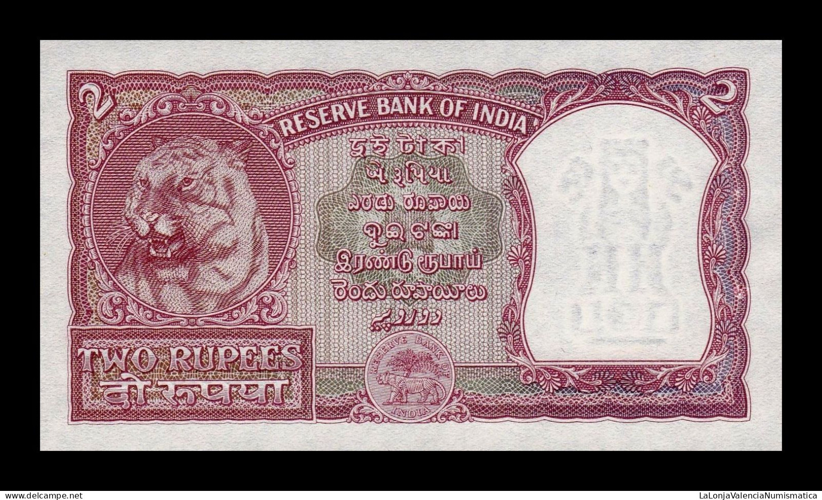 India 2 Rupees 1949- 1957 Pick 28 Sign 72 Sc Unc - India