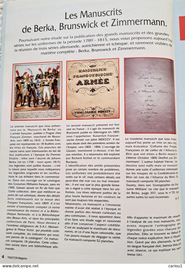 C1  NAPOLEON Manuscrits BERKA BRUNSWICK ZIMMERMANN UNIFORMES Tradition Magazine - Français