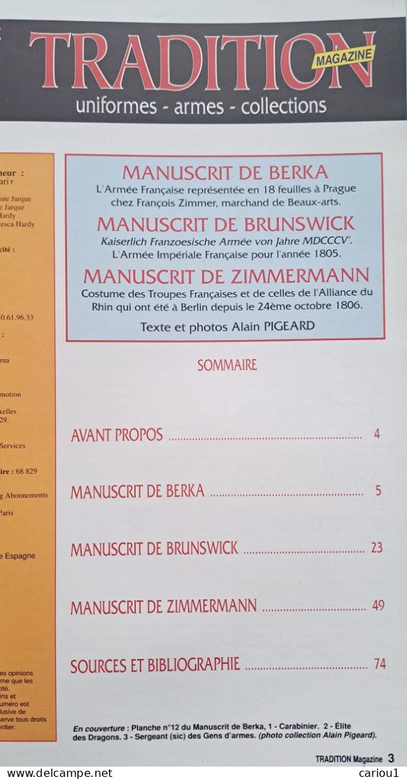 C1  NAPOLEON Manuscrits BERKA BRUNSWICK ZIMMERMANN UNIFORMES Tradition Magazine - Francés