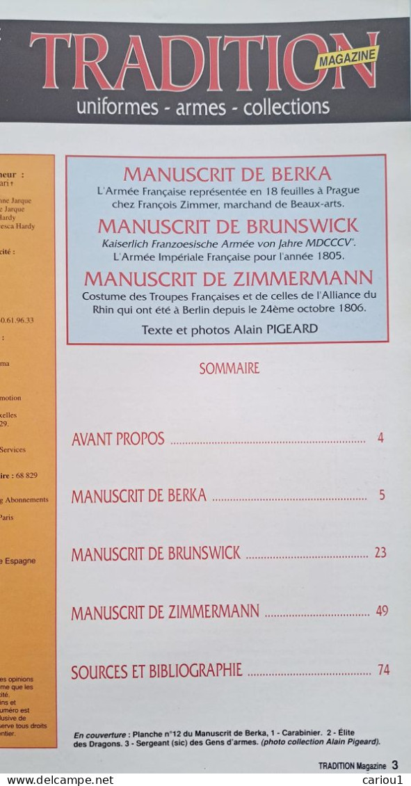 C1  NAPOLEON Manuscrits BERKA BRUNSWICK ZIMMERMANN UNIFORMES Tradition Magazine - Français