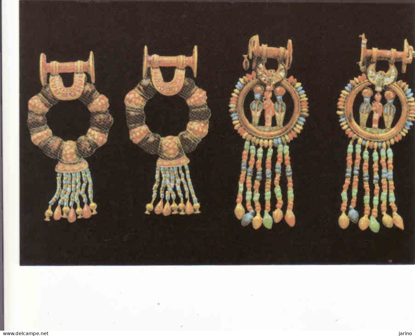 Egypt, Egyptian Museum-Cairo,Tutankhamen's Treasures, Golden Ear Attachments, The King Standing Between 2 Uraei - Musea