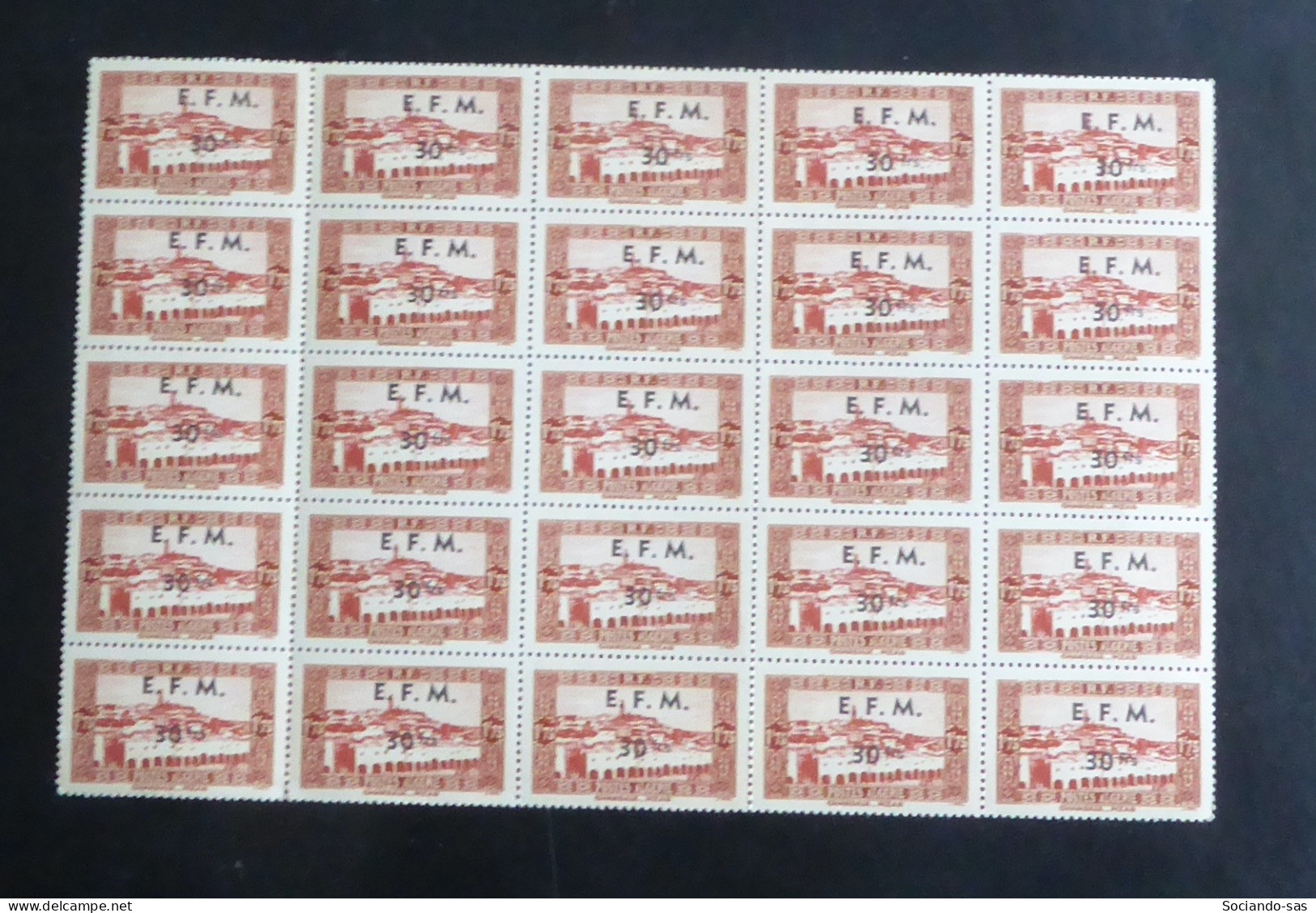 ALGERIE - 1943 - Télégraphe N°YT. 2 - Ghardaia 30f Sur 1f75 Rouge - Bloc De 25 - Neuf Luxe ** / MNH - Other & Unclassified