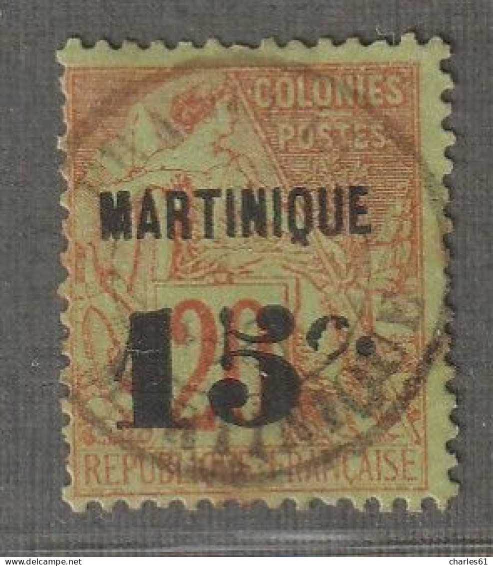 MARTINIQUE - N°16 Obl (1888-91) 15 Sur 20c Brique Sur Vert - Gebruikt