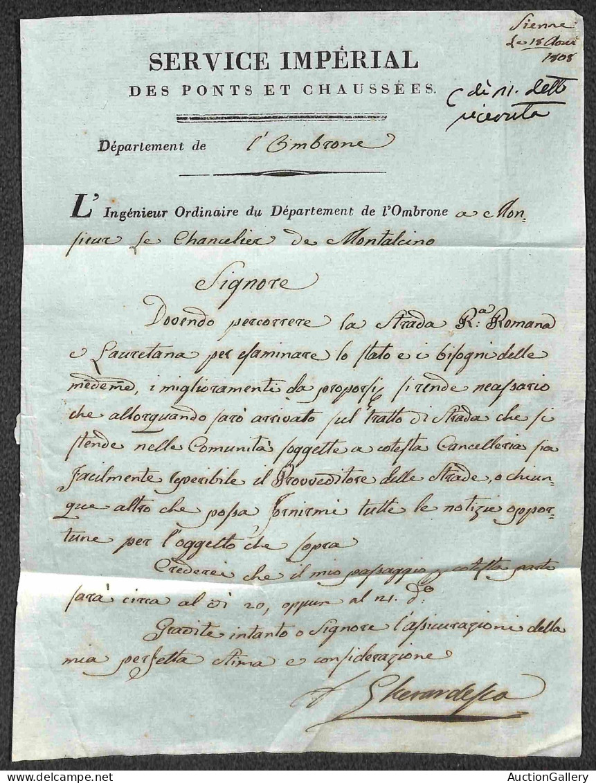 Prefilateliche&Documenti - Italia - 1808 (18 Agosto) - Siena - Service Imperial Des Ponts Et Chausses - Lettera Autograf - Autres & Non Classés