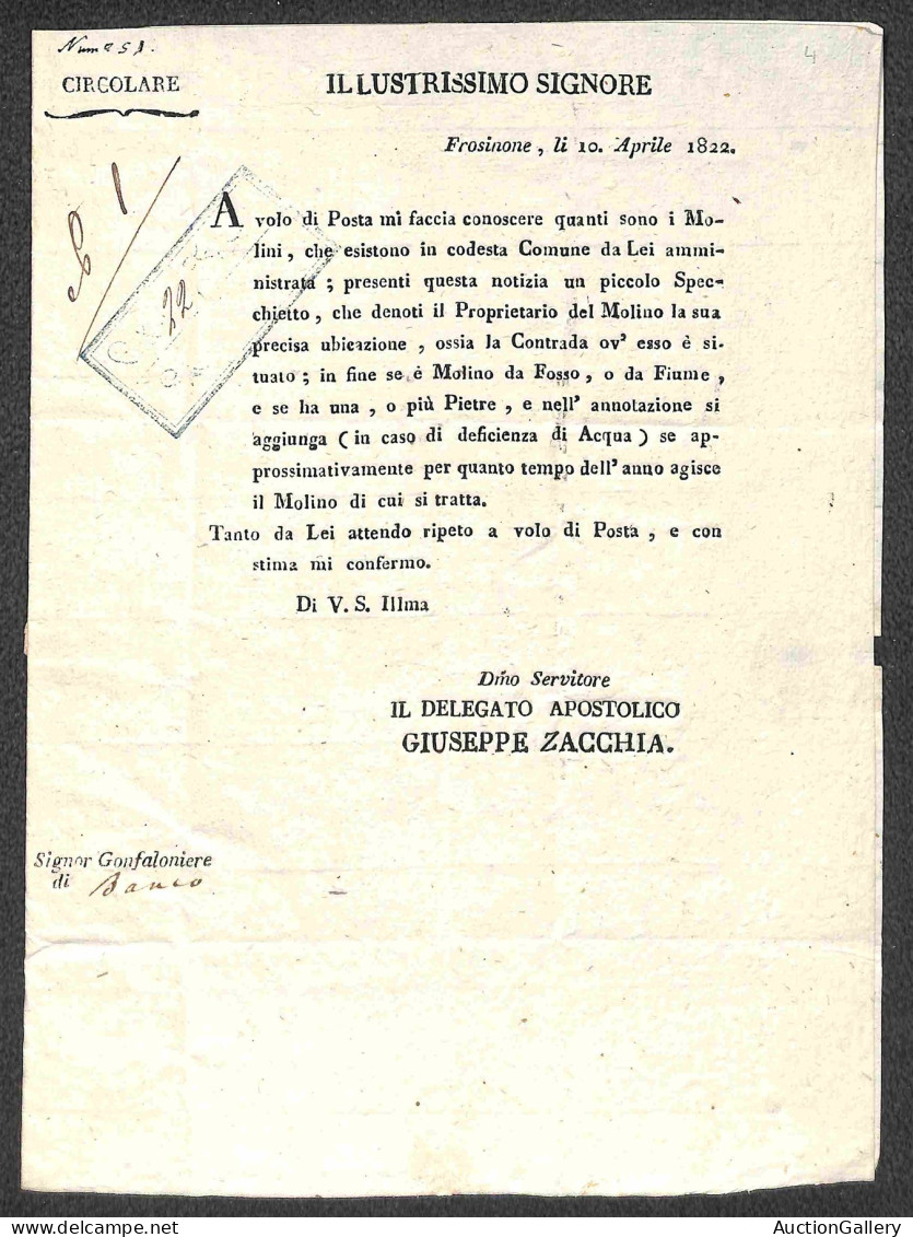 Prefilateliche&Documenti - Italia - 1822/1842 - Frosinone - Due Circolari E Stampa Per Bauco - Sonstige & Ohne Zuordnung