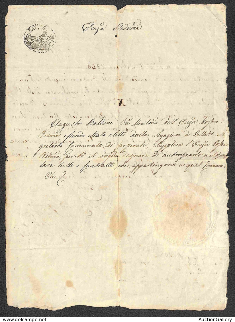 Prefilateliche&Documenti - Italia - 1840 (1 Febbraio) - Carpineto - Carta Bollata Da 5 Bai - Documento Notarile Con Sigi - Otros & Sin Clasificación