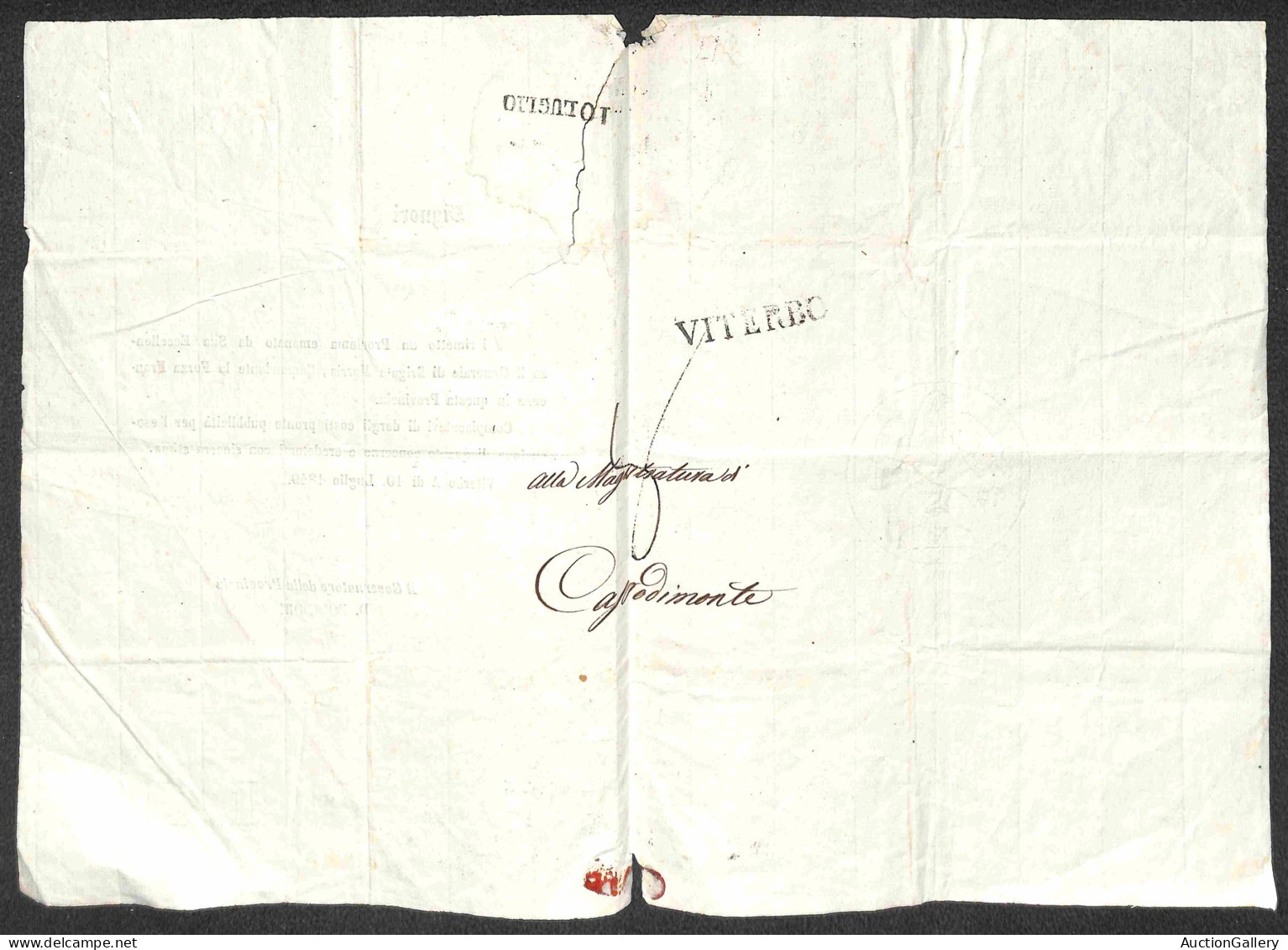 Prefilateliche&Documenti - Italia - 1849 (10 Luglio) - Viterbo - Circolare Accompagnatoria Del Proclama Del Generale Mor - Other & Unclassified