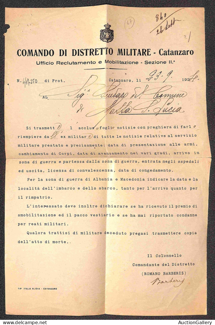 Prefilateliche&Documenti - Italia - 1919/1941 - Una Circolare + Una Cartolina + Due Buste + Un Telegramma - Tutti In Fra - Otros & Sin Clasificación