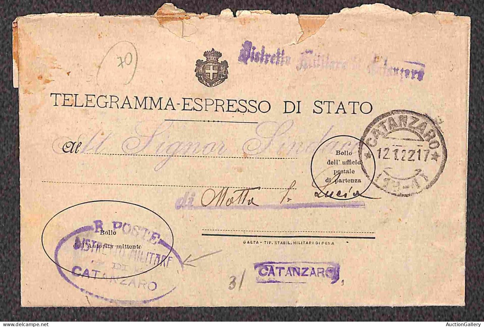 Prefilateliche&Documenti - Italia - 1919/1941 - Una Circolare + Una Cartolina + Due Buste + Un Telegramma - Tutti In Fra - Autres & Non Classés