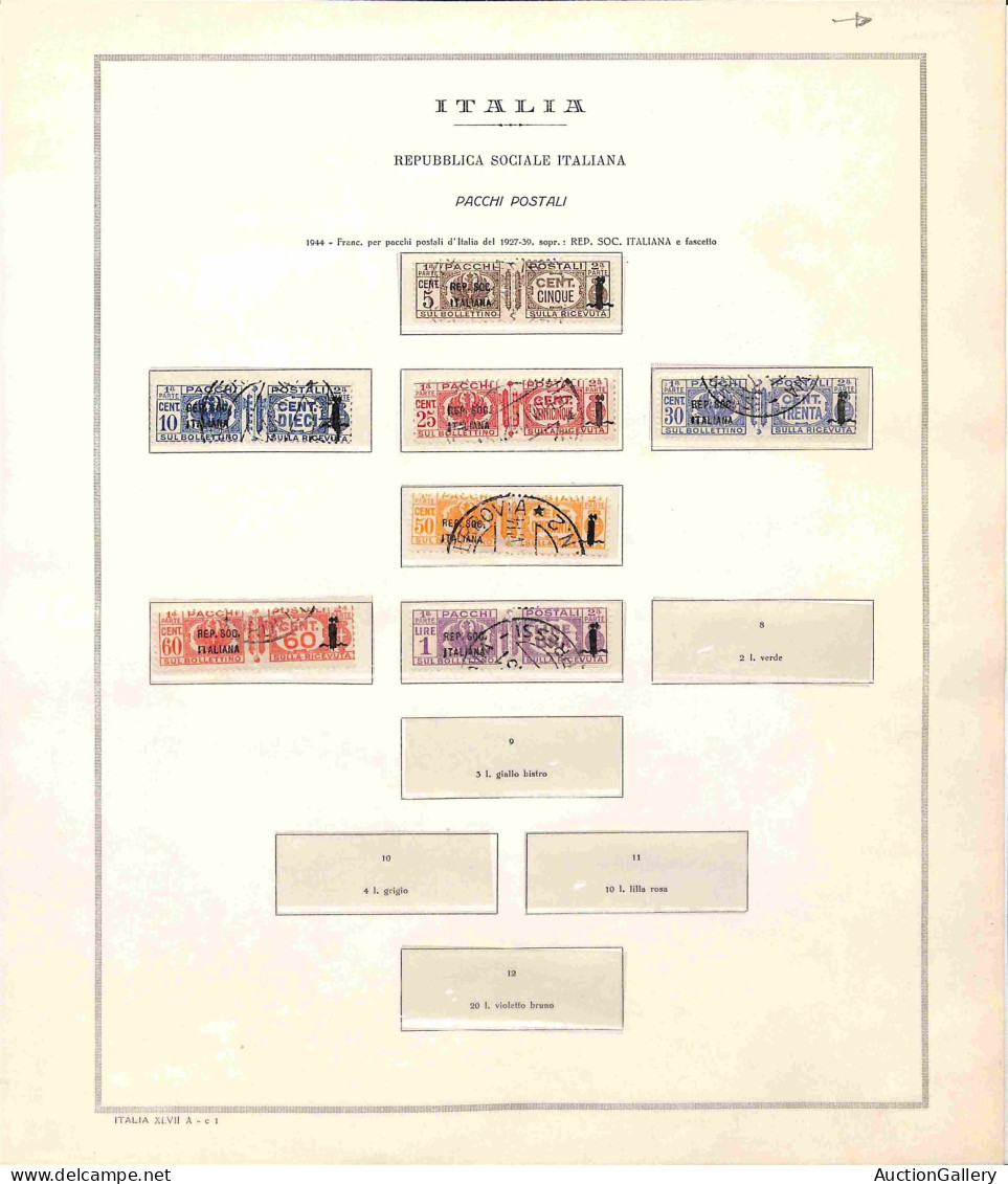 Lotti&Collezioni - Area Italiana - REPUBBLICA SOCIALE - 1943/1944 - Inizio di collezione di valori usati del periodo con