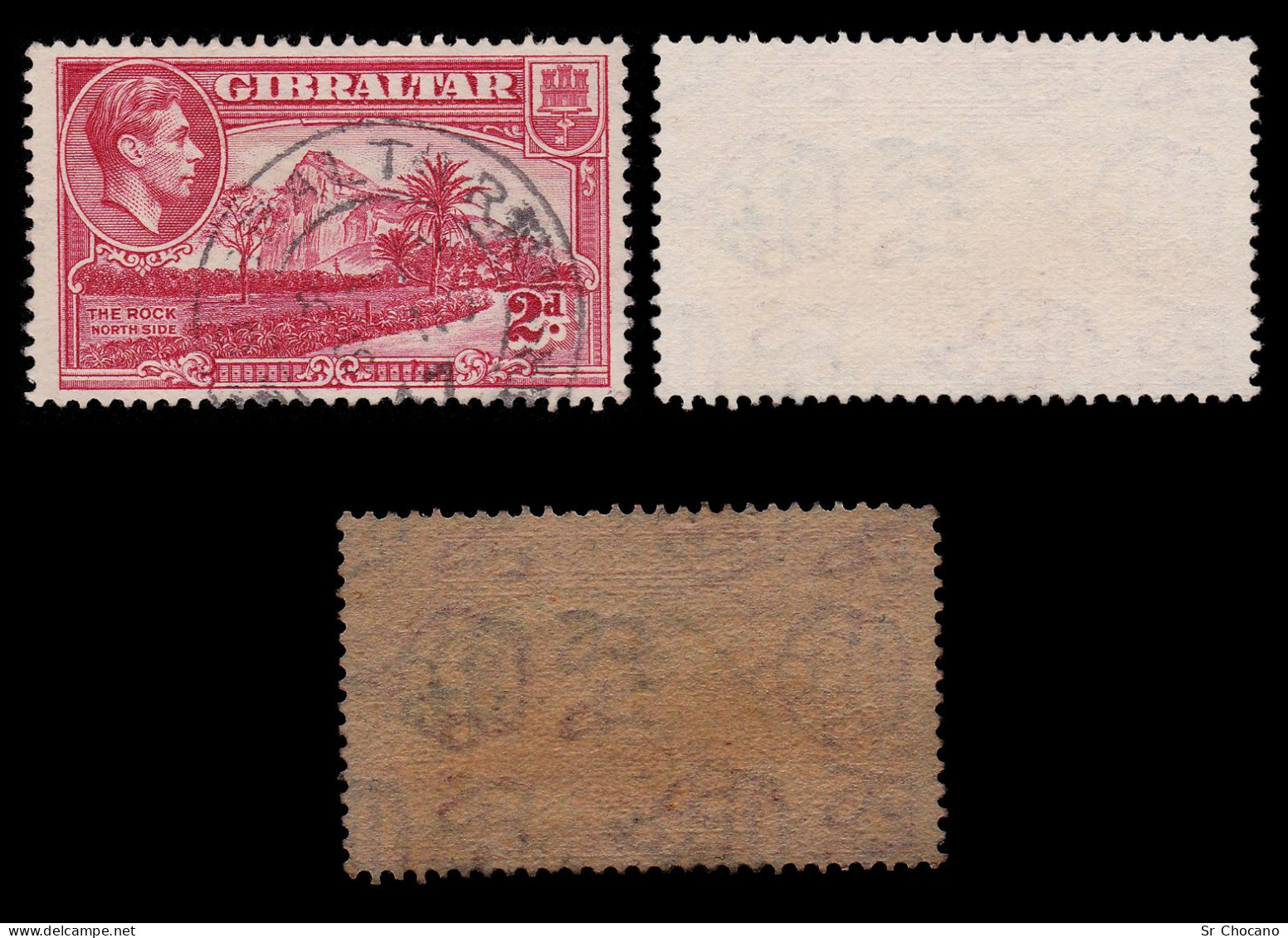 GIBRALTAR.1938.G VI.2d.carmine.SG 124c.USED.Wmk Mult Script CA. - Gibraltar