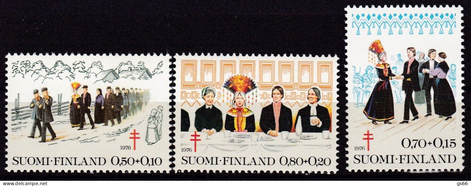 Finnland, 1976, 790/92, MNH **, Bekämpfung Der Tuberkulose. Hochzeit. - Unused Stamps
