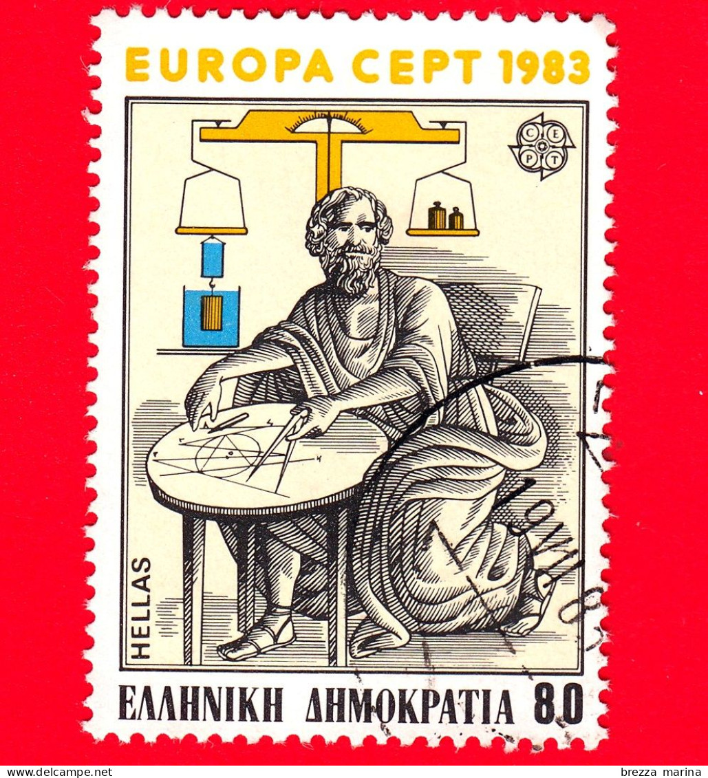 GRECIA - HELLAS - Usato - 1983 - Europa - Invenzioni - Ingegneria - Il Principio Di Archimede - Idrostatica - 80 - Used Stamps