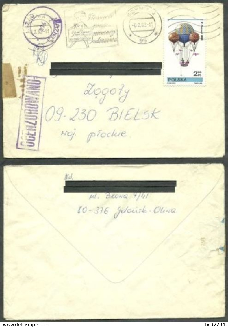 POLAND 1982 SOLIDARITY SOLIDARNOSC PERIOD MARTIAL LAW OCENZUROWANO CENSORED VIOLET CACHETS CENSOR 274 GDYNIA TO BIELSK - Lettres & Documents