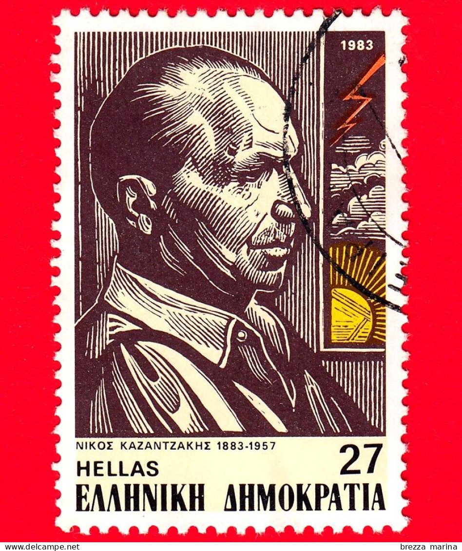 GRECIA - HELLAS - Usato - 1983 - Nikos Kazantzakis (1883-1957), Poeta E Autore - 27 - Gebraucht