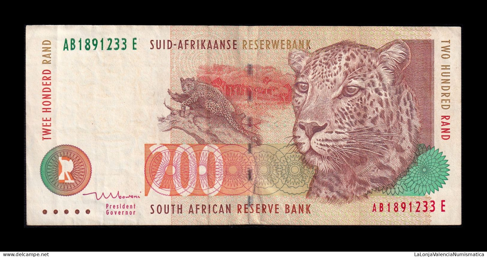 Sudáfrica South Africa 200 Rand Leopardo 1994-1999 Pick 127b Mbc Vf - Afrique Du Sud