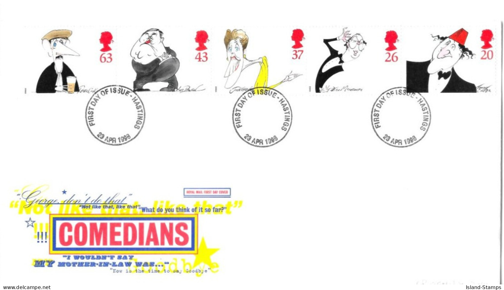 1998 Comedians Unaddressed Unaddressed FDC Tt - 1991-2000 Decimal Issues