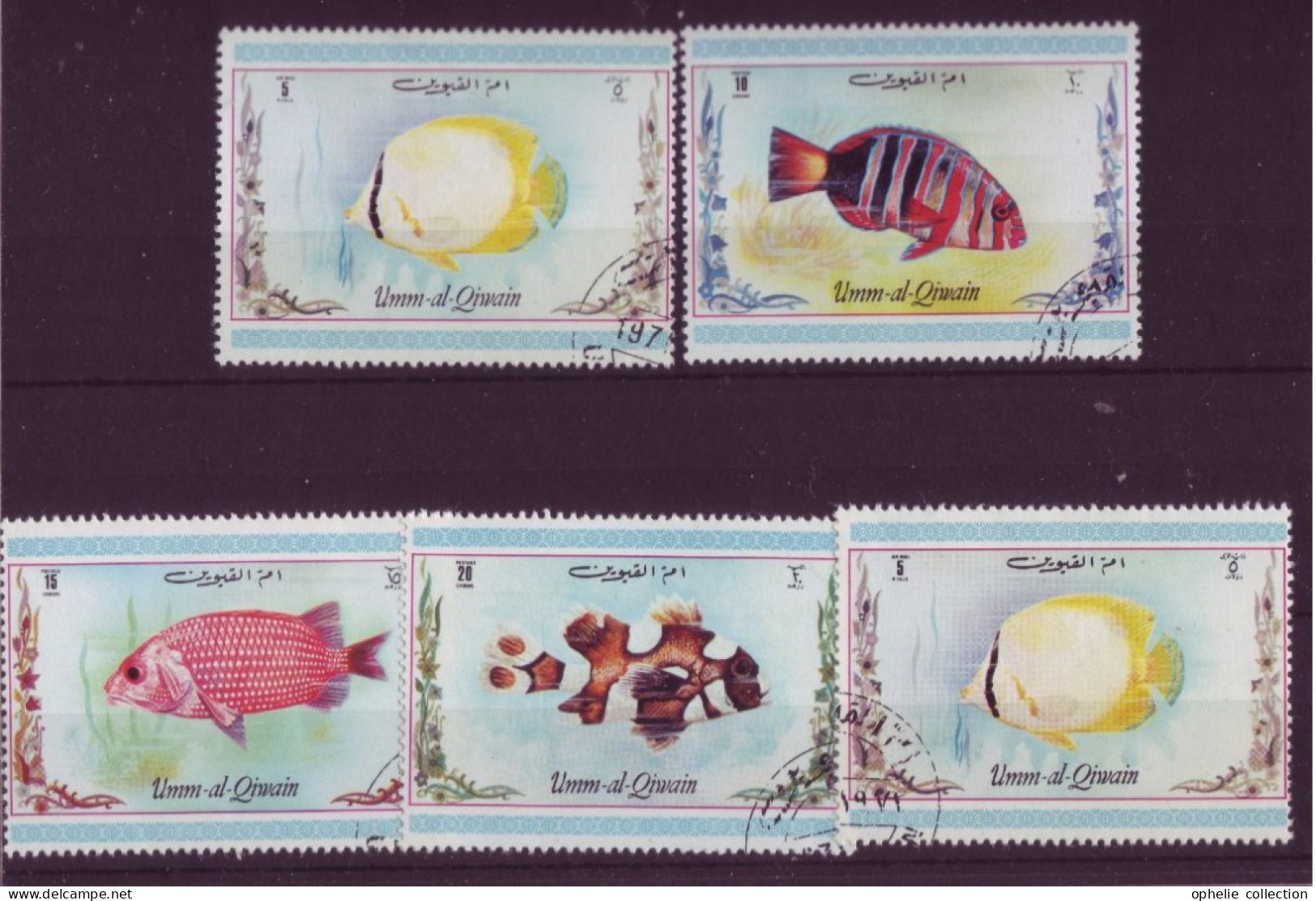 Asie - Umm Al Qiwan - Poissons - 5 Timbres Différents - 6384 - Umm Al-Qiwain