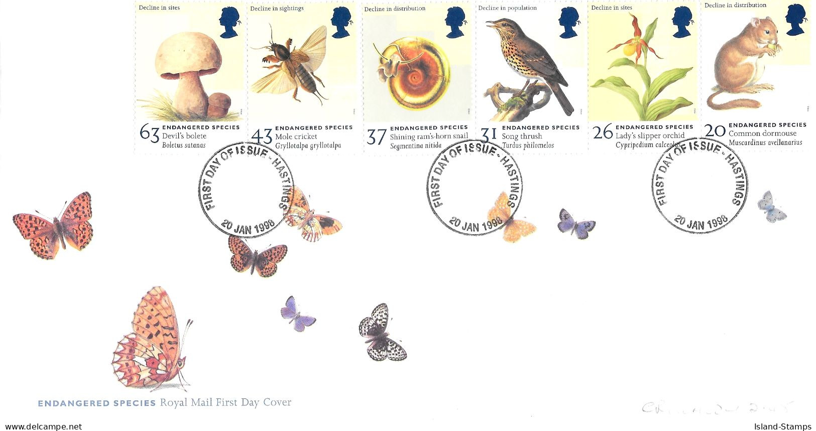 1998 Endangered Species Unaddressed FDC Tt - 1991-2000 Em. Décimales