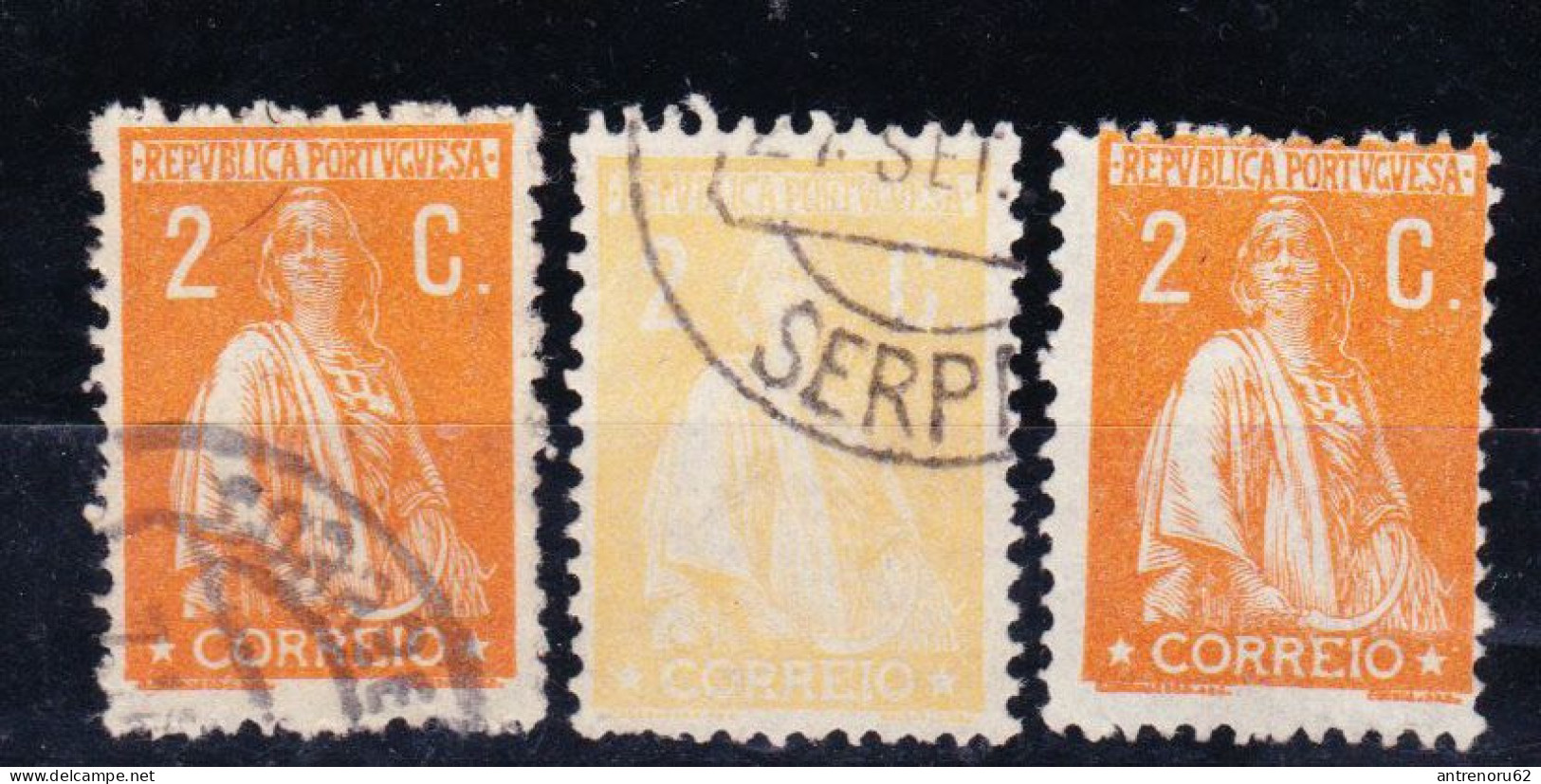 STAMPS-1917-PORTUGAL-ERROR-USED(NORMAL IS ORANGE)-SEE-SCAN - Ongebruikt