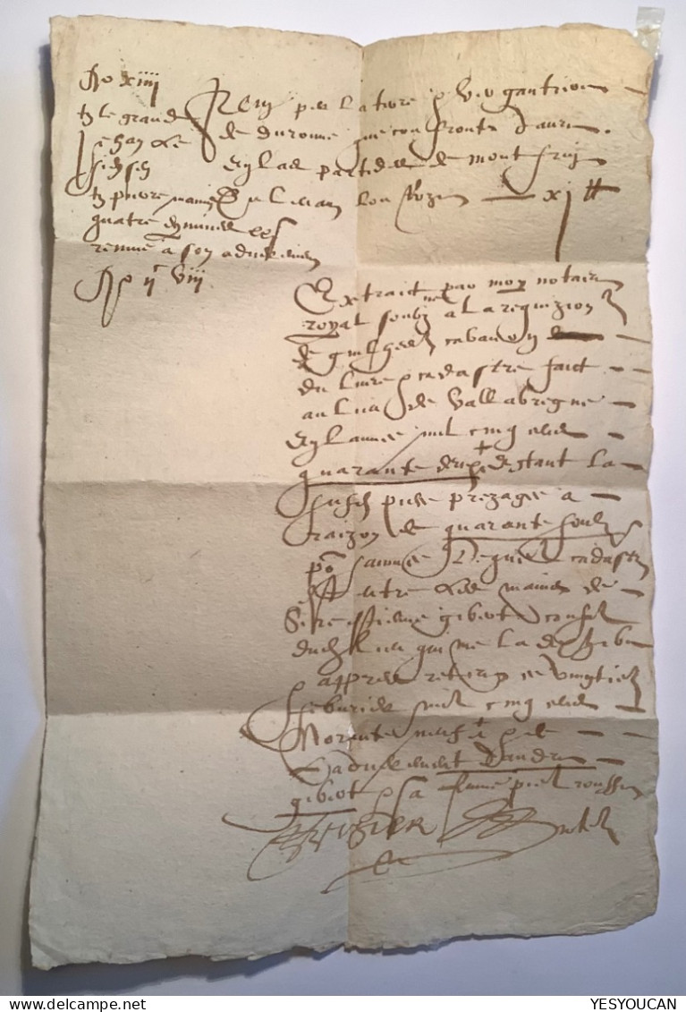 Lettre 1542 !  (régne Du Roi François 1er) Certificat Roumet (France Prephilately - ....-1700: Precursores