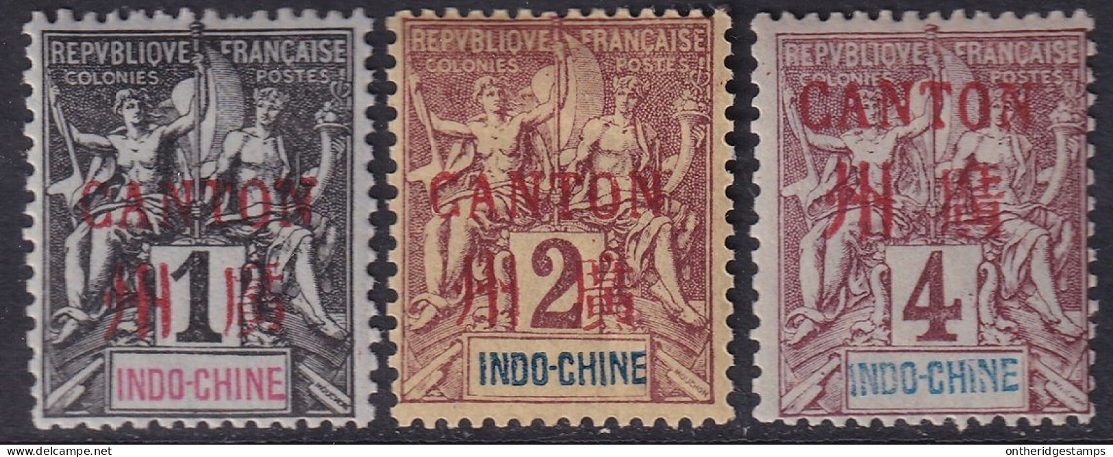 French Offices Canton 1901 Sc 1,1A,2 Yt 1-3 Set Low Values MH* - Unused Stamps