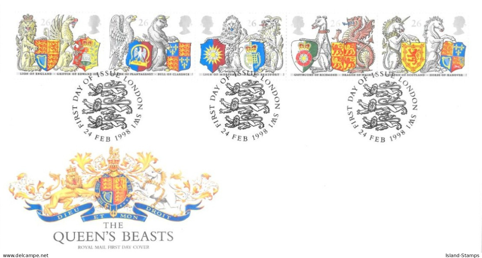 1998 Queen's Beasts (2) Unaddressed FDC Tt - 1991-00 Ediciones Decimales