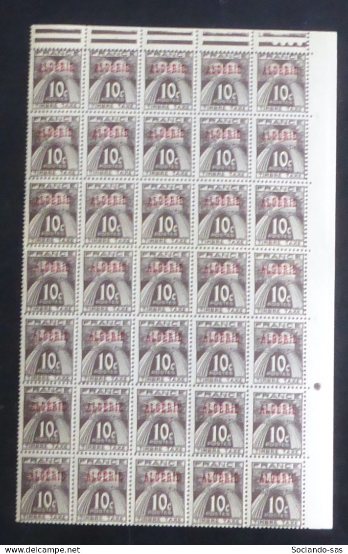 ALGERIE - 1947 - Taxe TT N°YT. 33 - Type Gerbes 10c Sépia - Bloc De 35 Bord De Feuille - Neuf Luxe ** / MNH - Segnatasse