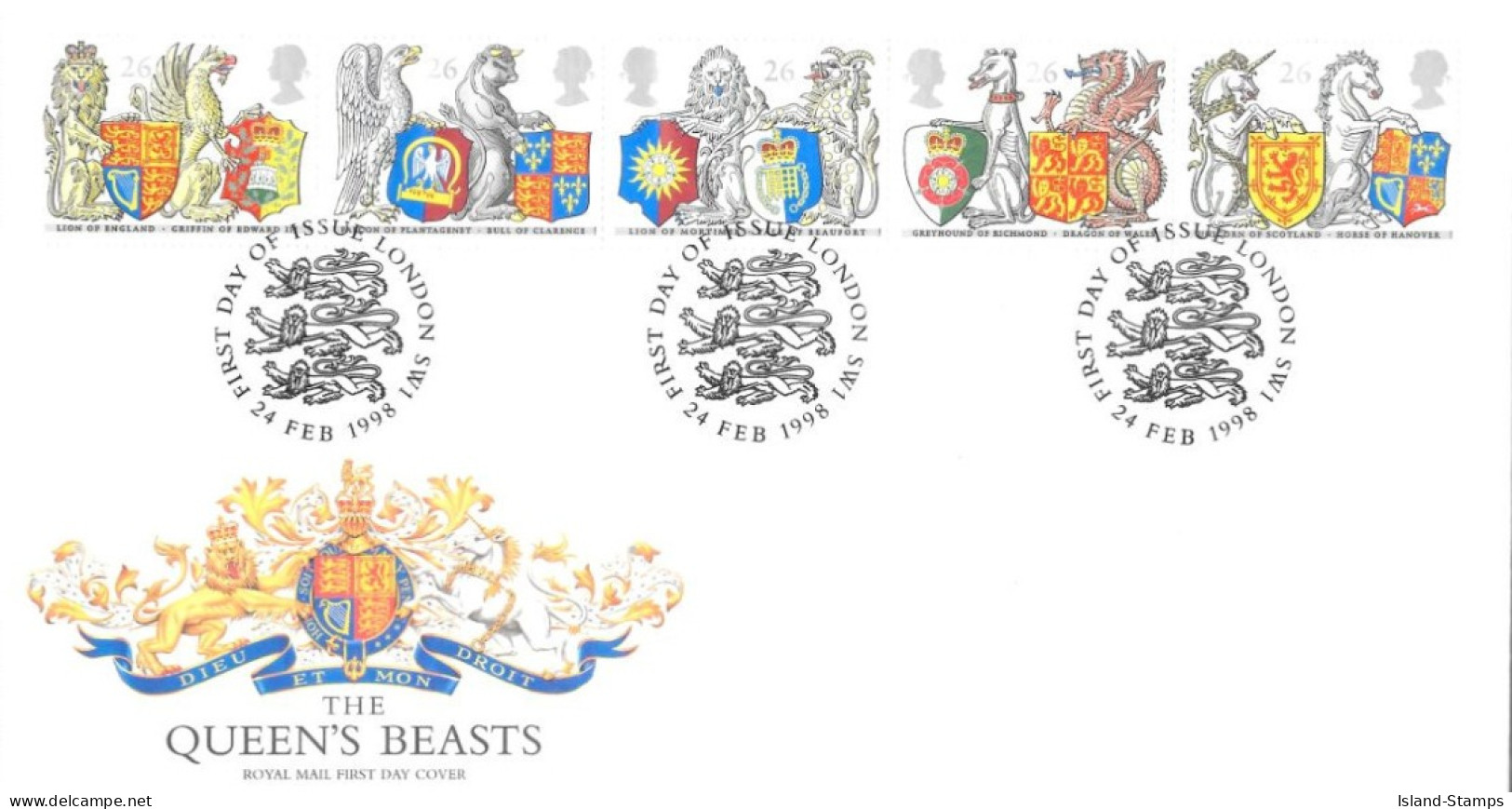 1998 Queen's Beasts Unaddressed FDC Tt - 1991-00 Ediciones Decimales