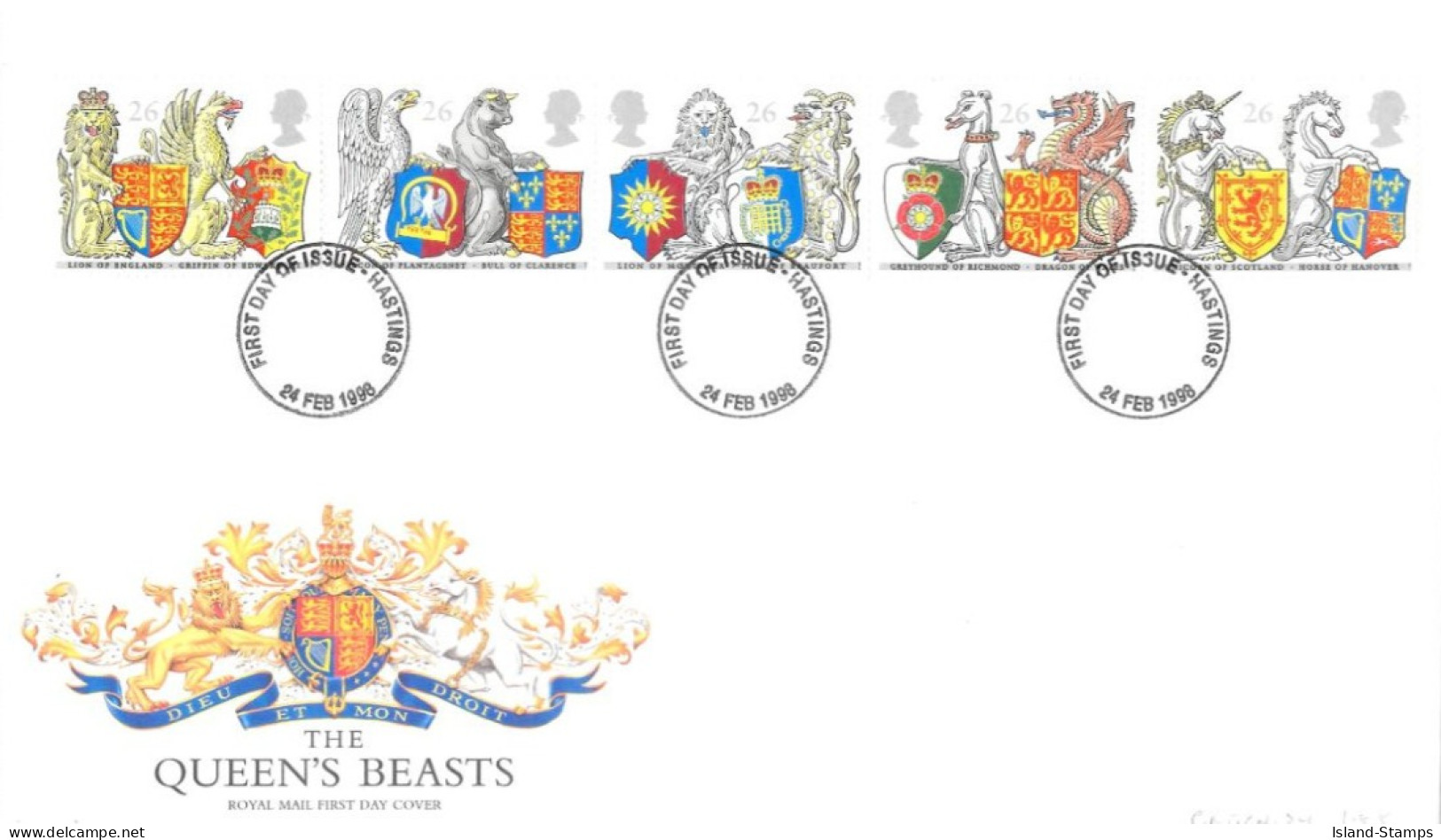 1998 Queen's Beasts Unaddressed FDC Tt - 1991-2000 Dezimalausgaben