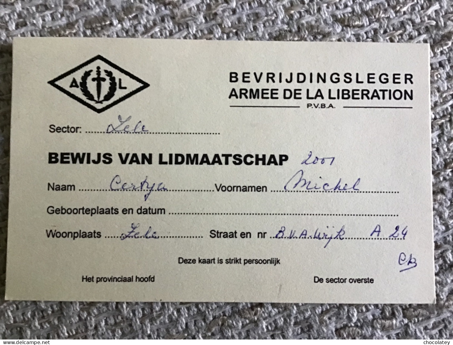 Bevrijdingsleger Armee De La Liberation Lidkaart - Biglietti D'ingresso