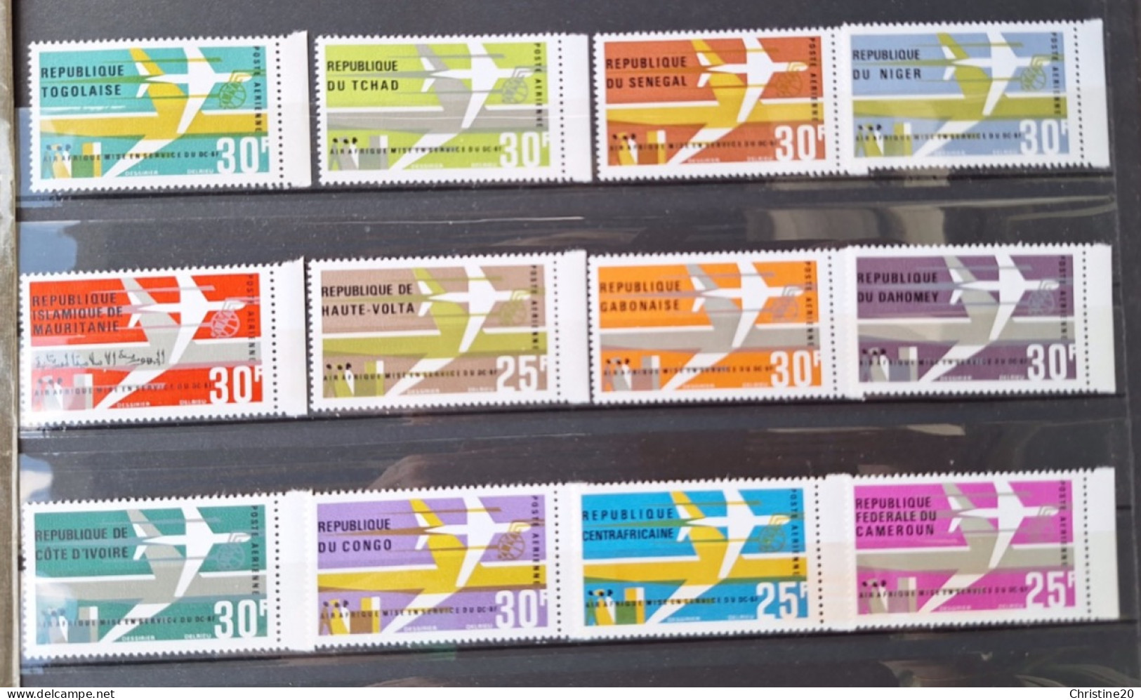 France Grandes Séries Coloniales 1966 Mis En Service Des DC 8F De La Companie Air Afrique 12 Pays  BdF**TB Cote 12€40 - Non Classificati