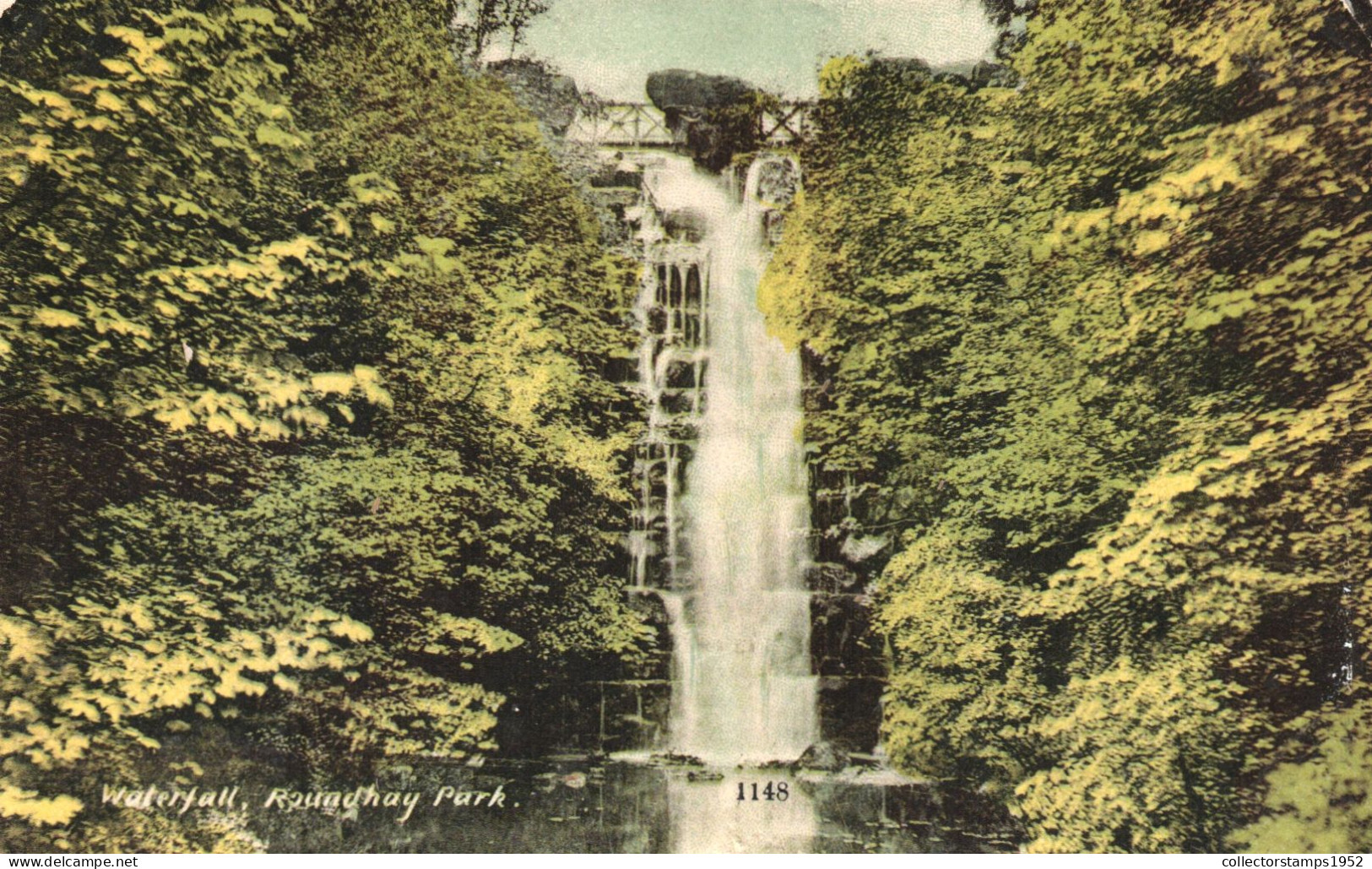 LEEDS, YORKSHIRE, ROUNDHAY PARK, WATERFALL, BRIDGE, ENGLAND, UNITED KINGDOM, POSTCARD - Leeds