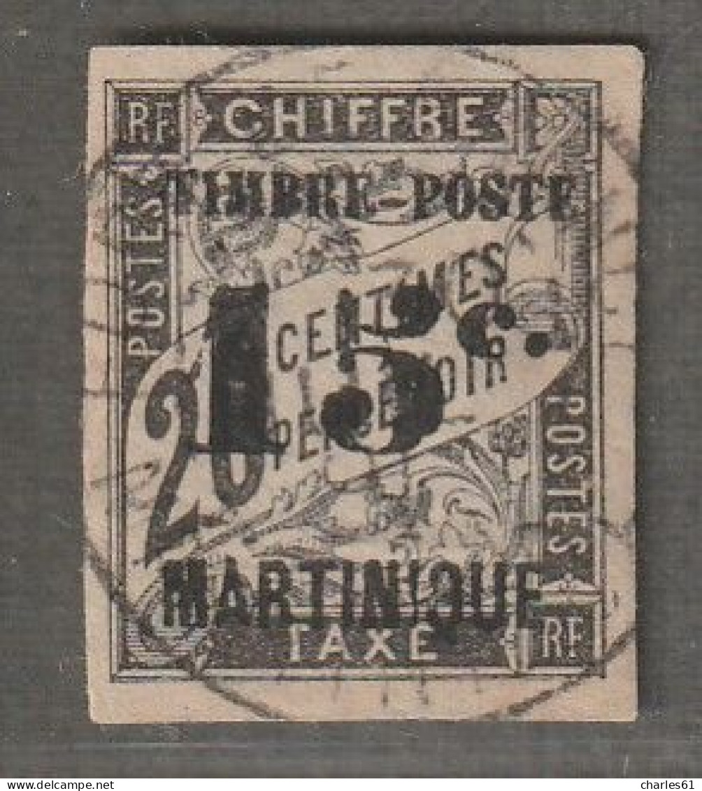 MARTINIQUE - N°21 Obl (1891-92) Timbres-taxe Surchargé : 15 Sur 20c Noir - Usati