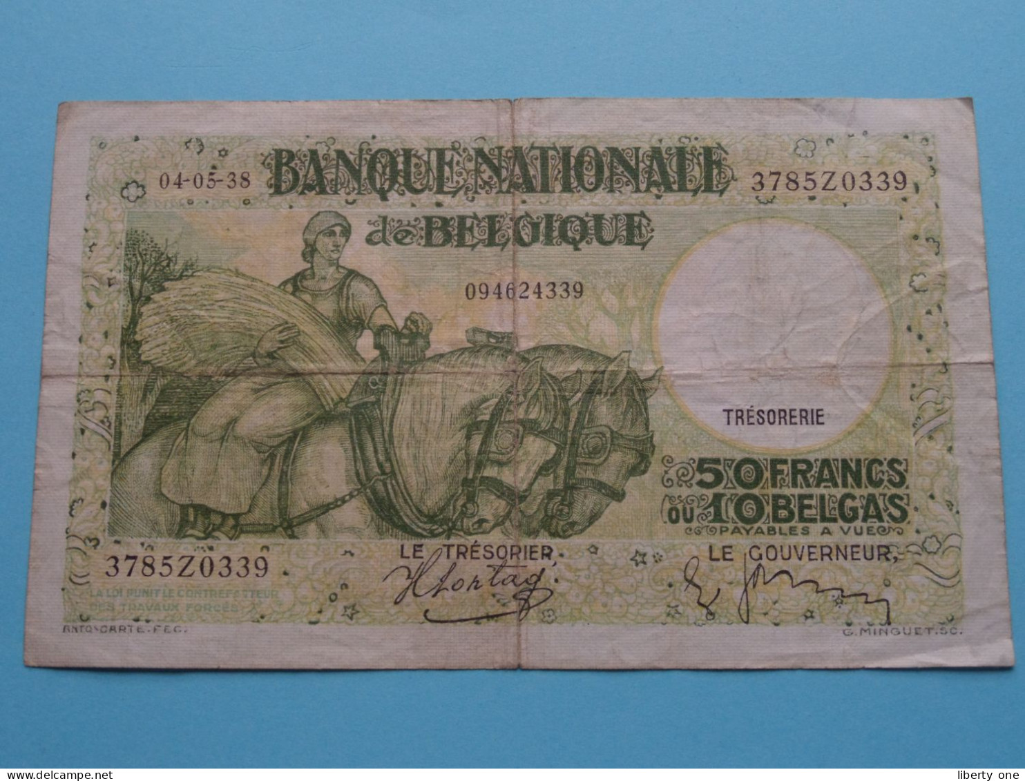 50 Francs Ou 10 BELGAS - 3785Z0339 / 094624339 ( 04-05-38 ) > ( Zie SCANS Voor Detail ) België / Belgique / Belgium ! - 50 Francs-10 Belgas