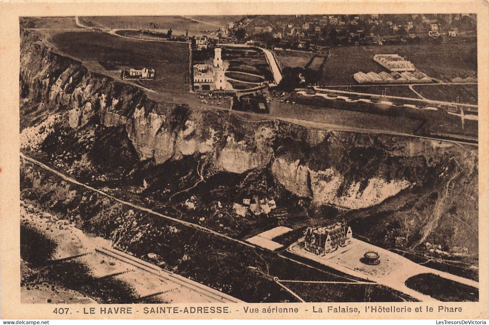 FRANCE - Le Havre - Sainte Adresse - Vue Aérienne - La Falaise, L'Hôtellerie Et Le Phare - Carte Postale Ancienne - Sainte Adresse