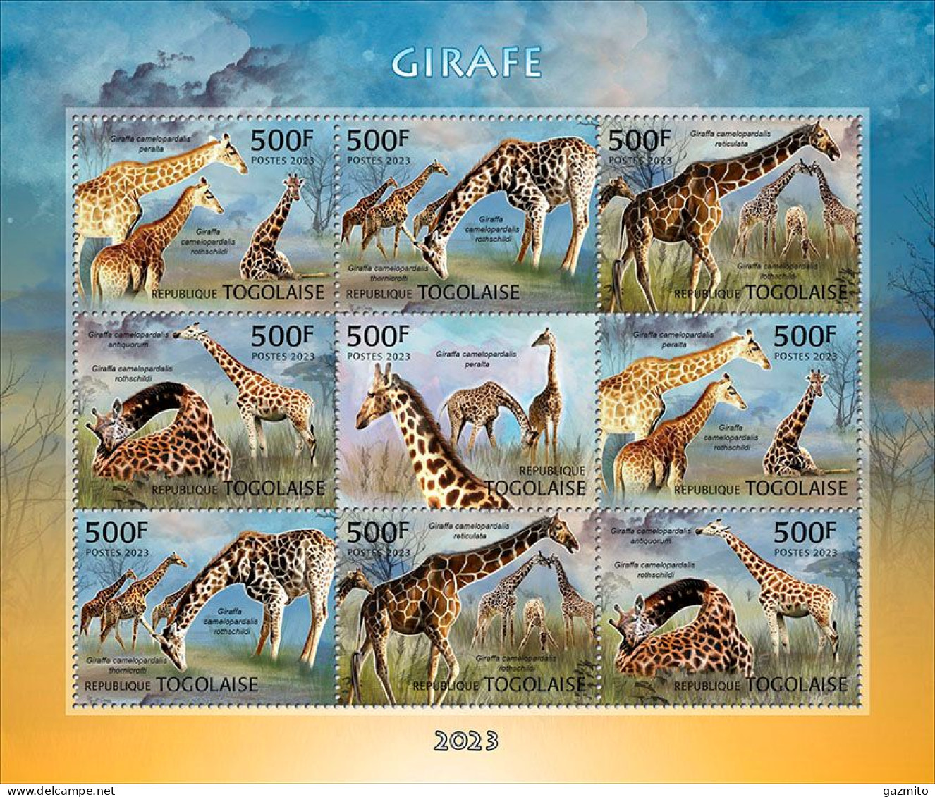 Togo 2023, Animals, Giraffe, 9val In BF - Jirafas
