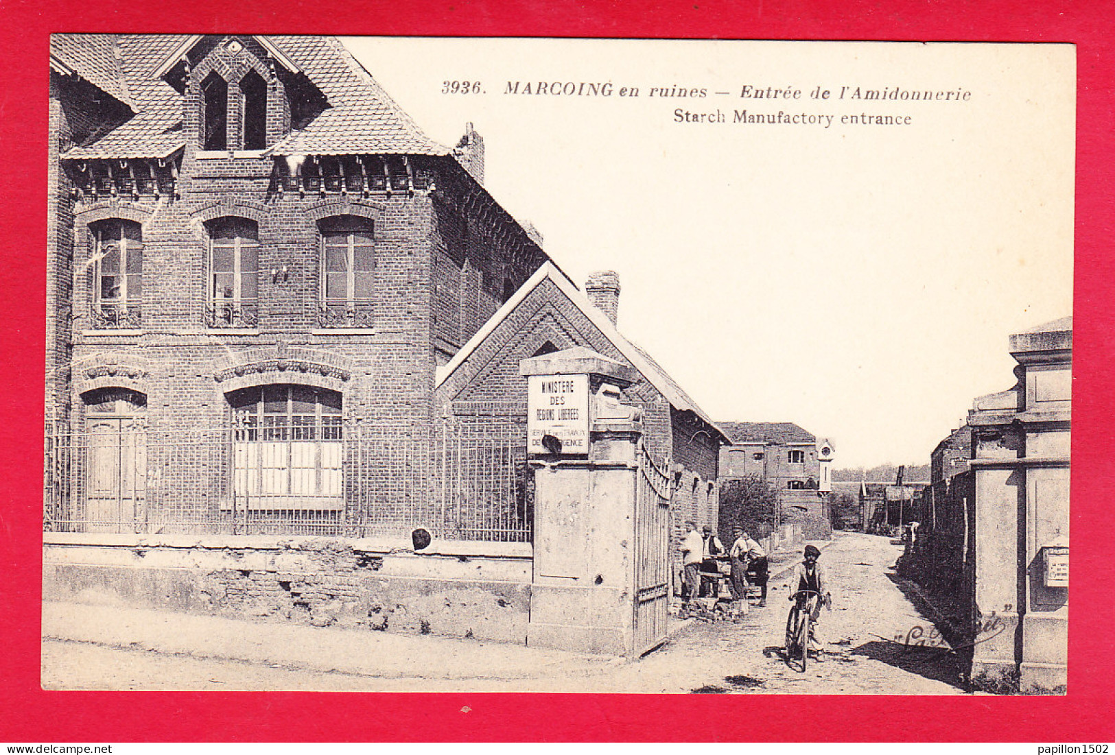 F-59-Marcoing-02A30  La Ville En Ruines, Entrée De L'Amidonnerie, Cpa BE - Marcoing