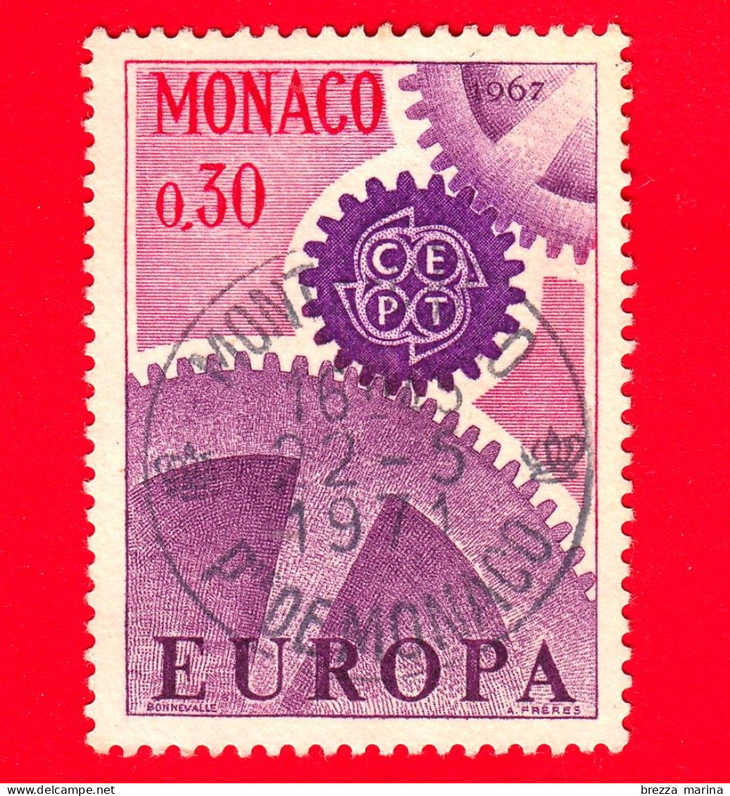 Principato Di MONACO - Usato - 1967 - Europa - Ingranaggi Ad Incastro, Ruota Motrice Con Emblema CEPT -  0.30 - Used Stamps