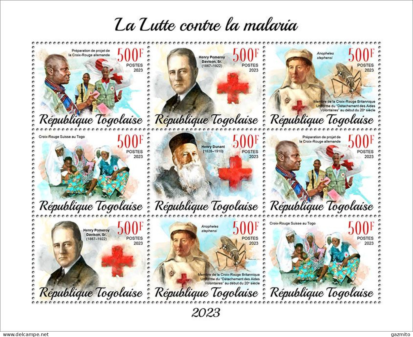 Togo 2023, Against Malaria, Red Cross, 9val In BF - Médecine