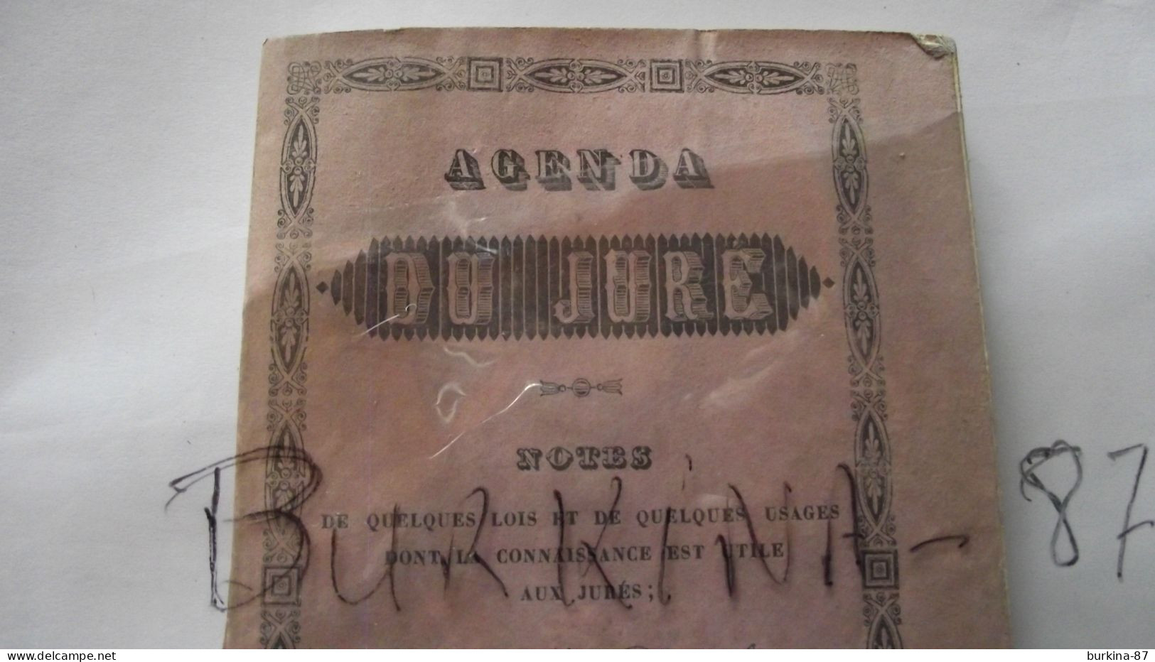 AGENDA Du JURE, 1840, Par Desisles , Limoges  Fascicule Pour Les Jurés, Dédicace D'auteur - Otros & Sin Clasificación