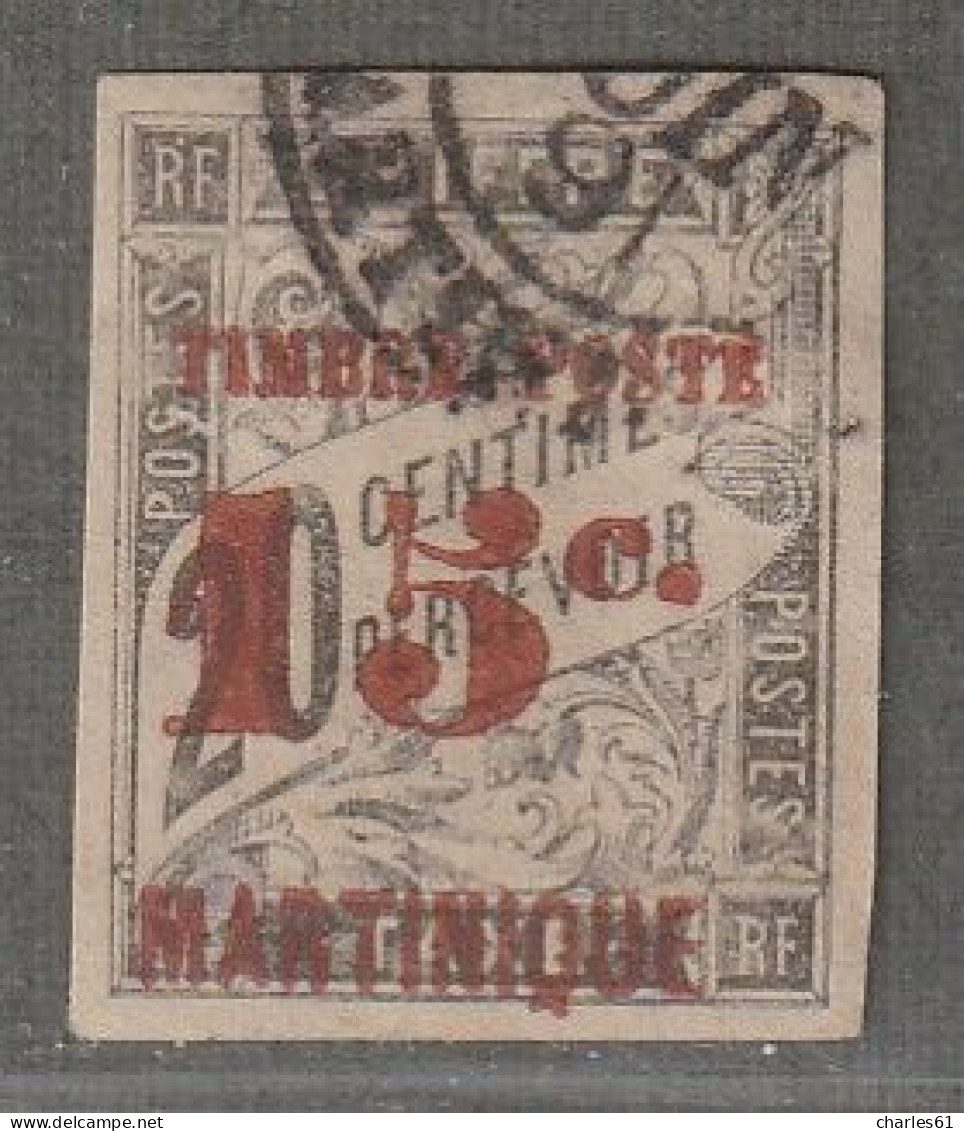 MARTINIQUE - N°25 Obl (1891-92) Timbres-taxe Surchargé : 15 Sur 20c Noir - Gebraucht