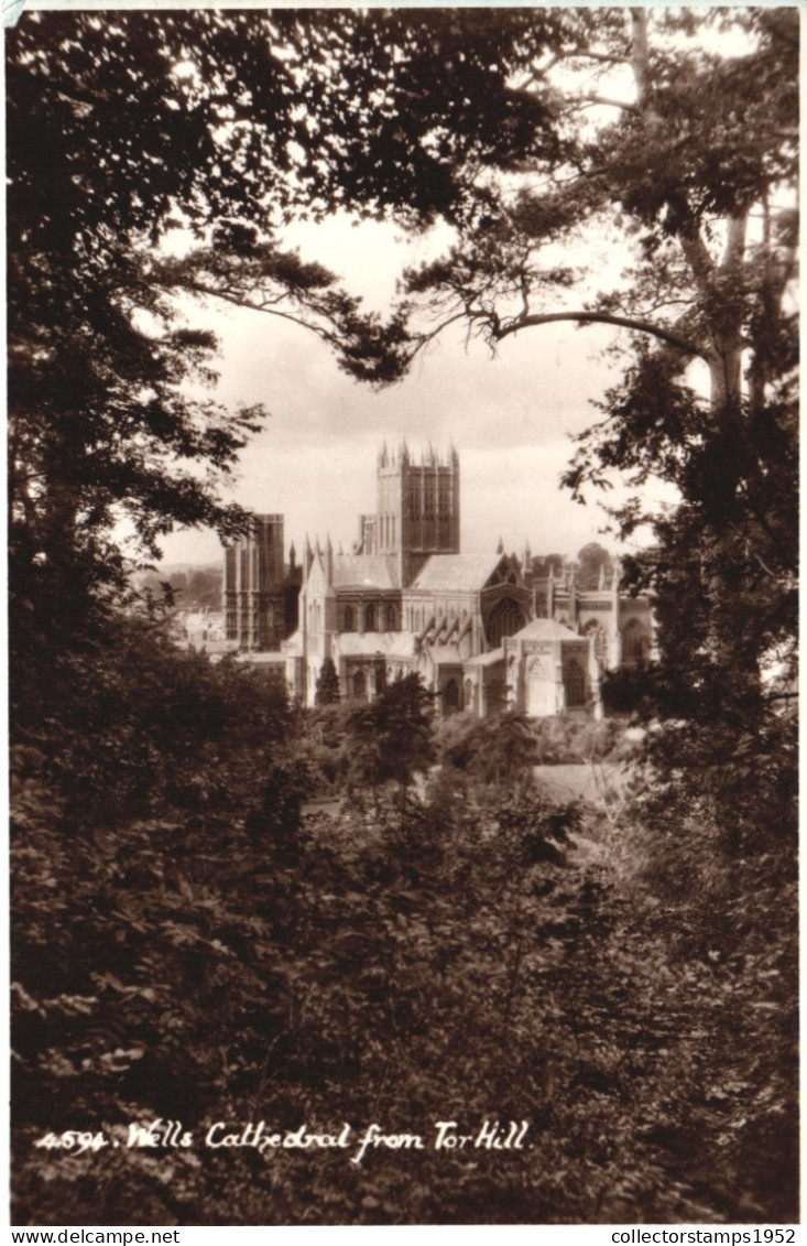 WELLS, SOMERSET, CATHEDRAL, ARCHITECTURE, TOWER, ENGLAND, UNITED KINGDOM, POSTCARD - Wells