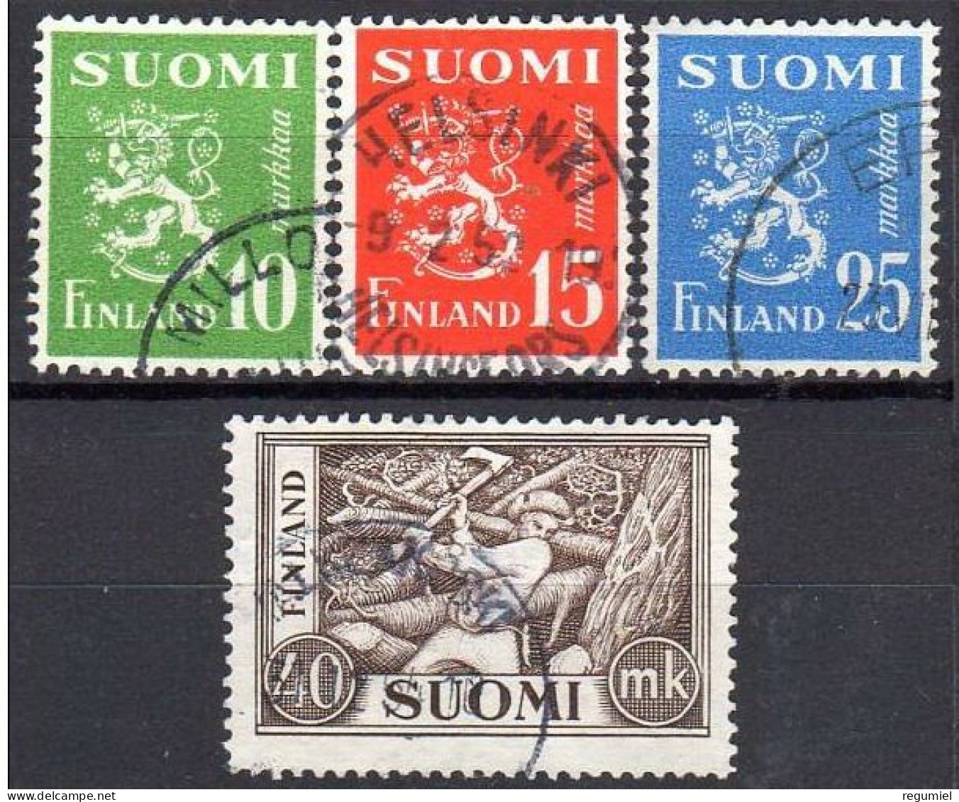 Finlandia U  384/387 (o) Usado.1952 - Oblitérés