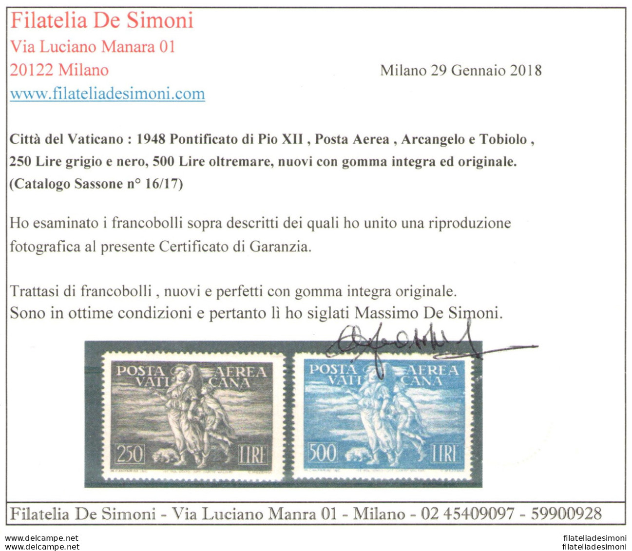 1948 Vaticano, Francobolli Nuovi, Annata Completa 2 Val Di Posta Aerea MNH ** Ce - Annate Complete