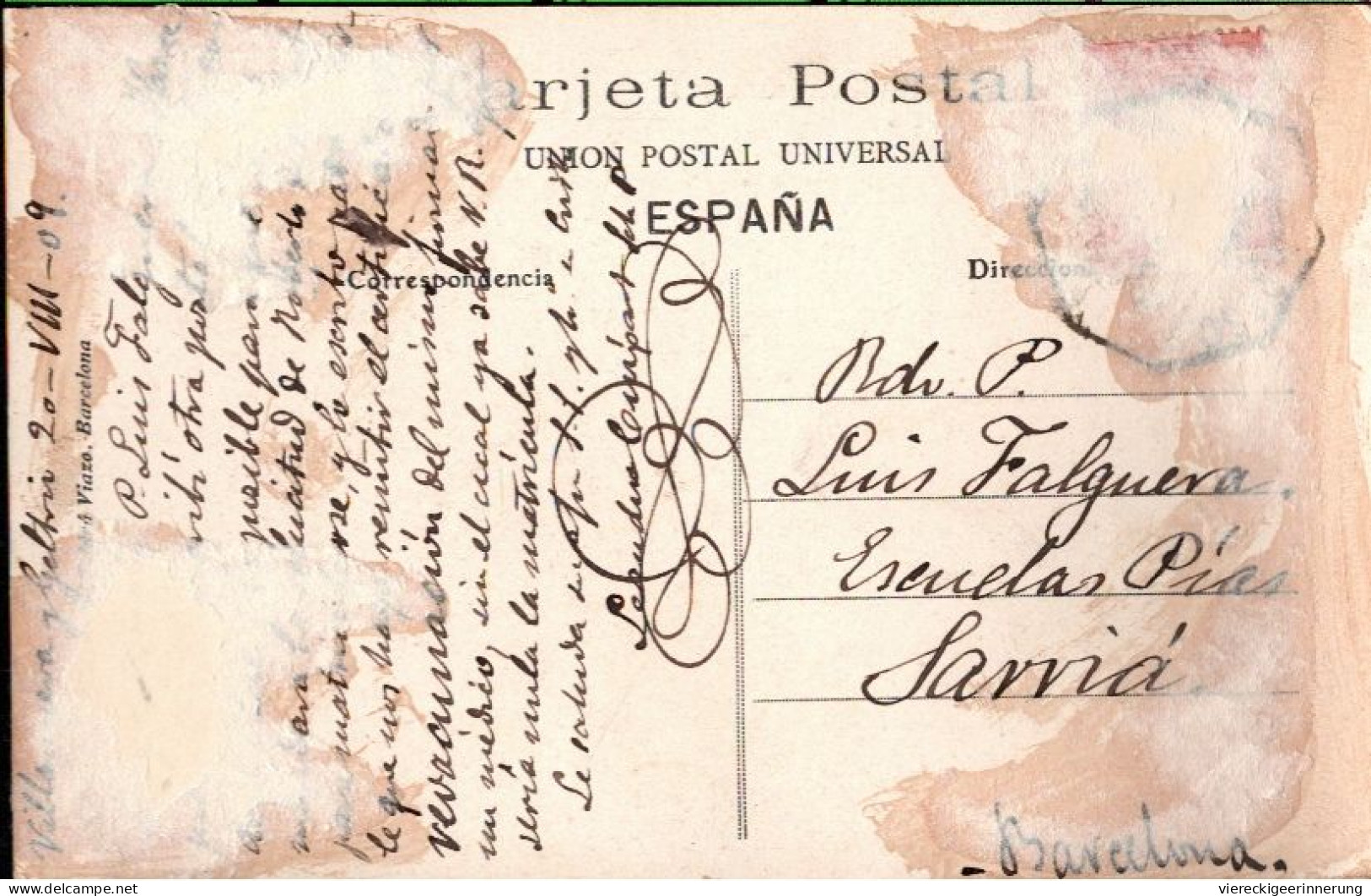 ! Alte Ansichtskarte Vilanova I La Geltrú, Escuelas Pias. Colegio Sama, Spanien, 1909 - Sonstige & Ohne Zuordnung